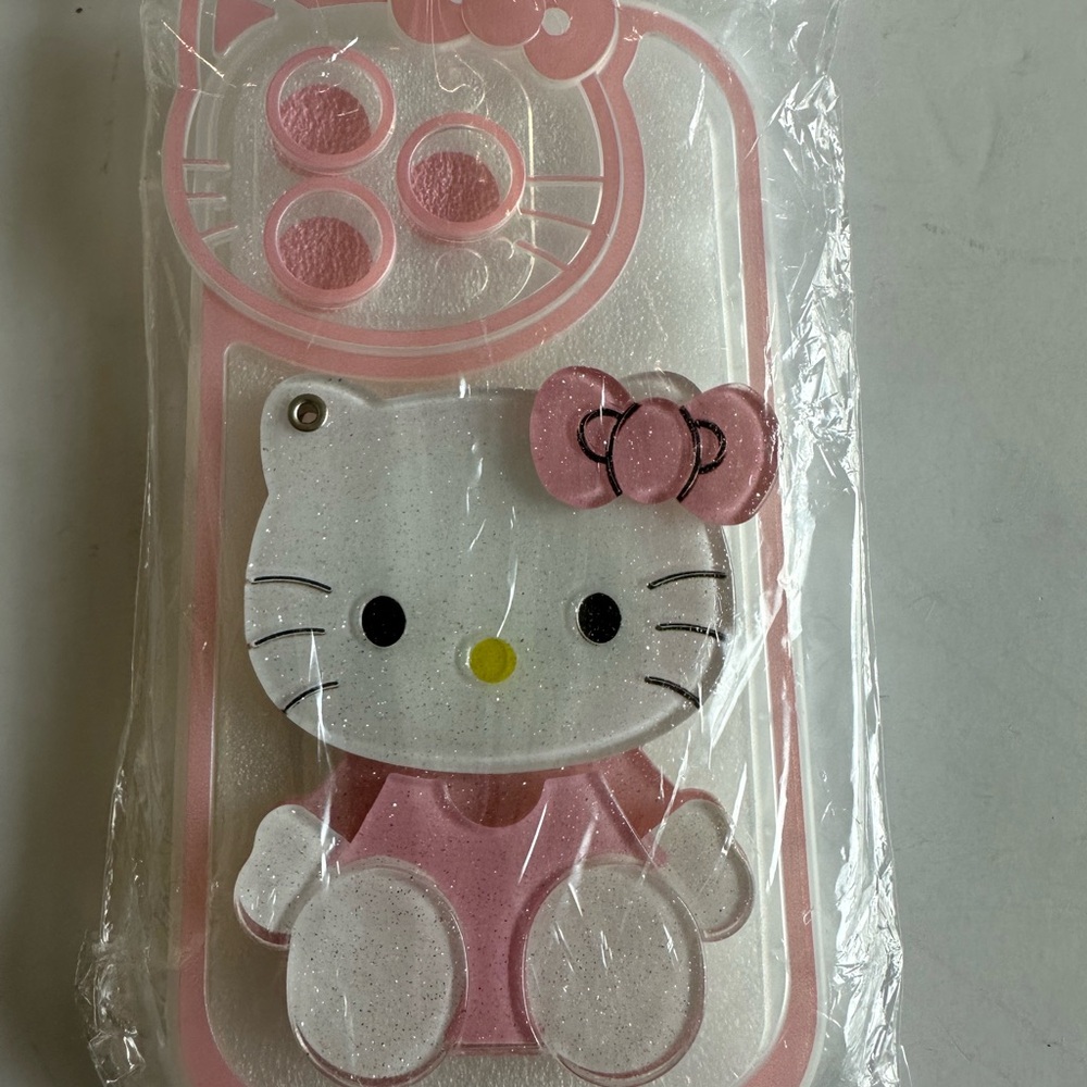 for iPhone 14 Pro Kawaii Cartoon Cute Pink Phone Case with Mirror